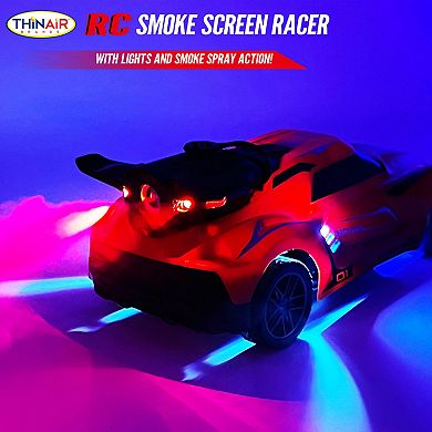 RC Smoke Screen Racer Red Light-Up Remote Control Car with Spraying Vapor Mist