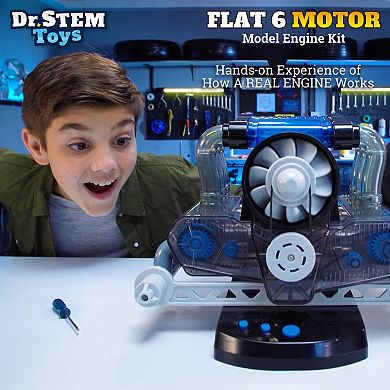 Dr. STEM Flat 6 Motor Model Engine Building Science Kit with LED Light & Sound Effects