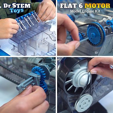 Dr. STEM Flat 6 Motor Model Engine Building Science Kit with LED Light & Sound Effects