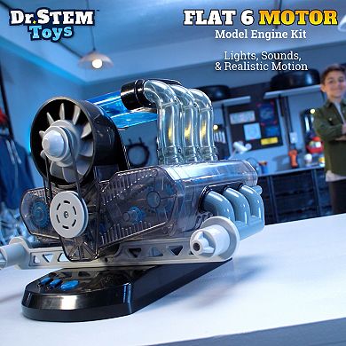 Dr. STEM Flat 6 Motor Model Engine Building Science Kit with LED Light & Sound Effects