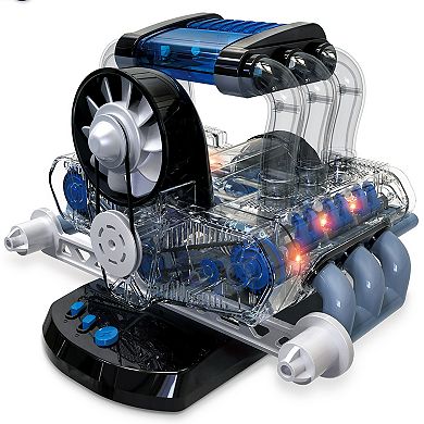 Dr. STEM Flat 6 Motor Model Engine Building Science Kit with LED Light & Sound Effects