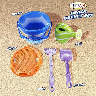 Thin Air Brands 5-Piece Beach Bucket & Sand Castle Toy Set