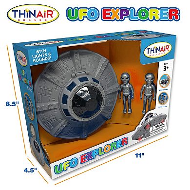 Thin Air UFO Explorer Lights & Sounds Toy Set with Alien Cockpit & 2 Martian Figures