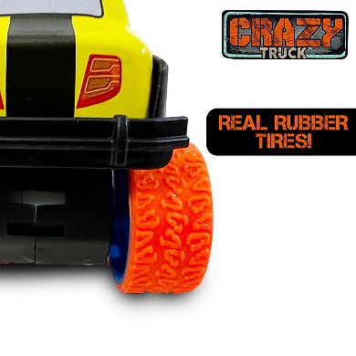 Crazy Truck 10-Piece Die-Cast Toy Vehicle Set with Stunt Ramps & Pull-Back Action
