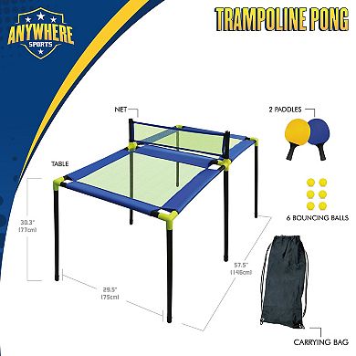 Anywhere Sports Trampoline Pong 10-Piece Portable Table Tennis Game Set