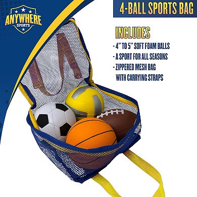 Anywhere Sports 4-Pack Mini Foam Ball Set