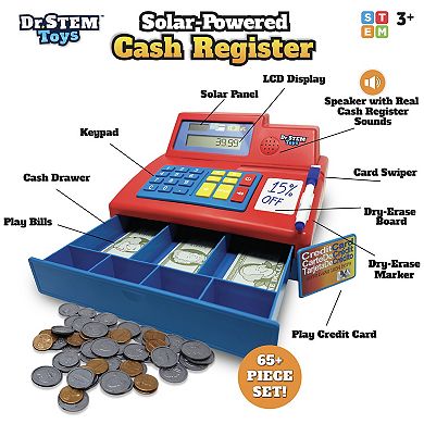 Dr. STEM Solar-Powered Cash Register - 68-Piece Store & Shopping Roleplay Toy