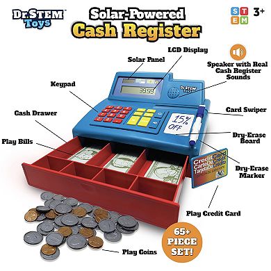 Dr. STEM Solar-Powered Cash Register - 68-Piece Store & Shopping Roleplay Toy
