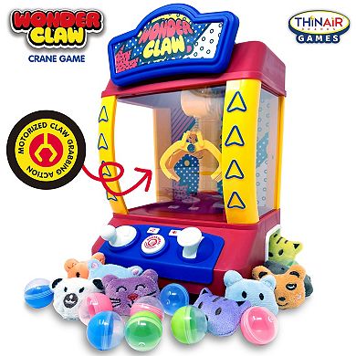 Thin Air Games Wonder Claw Motorized Crane Machine with Plush Prizes & Toy Capsules