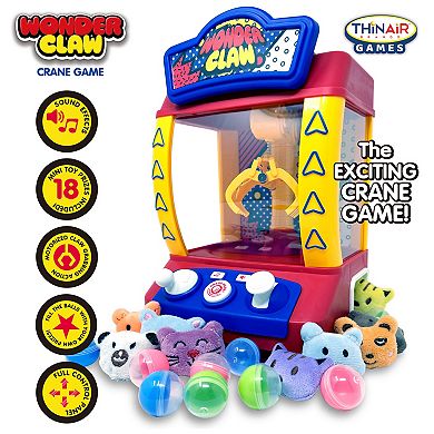 Thin Air Games Wonder Claw Motorized Crane Machine with Plush Prizes & Toy Capsules
