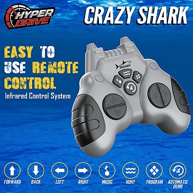 Hyper Drive Crazy Shark Remote Control Toy with Realistic Chomping & Tail Motion