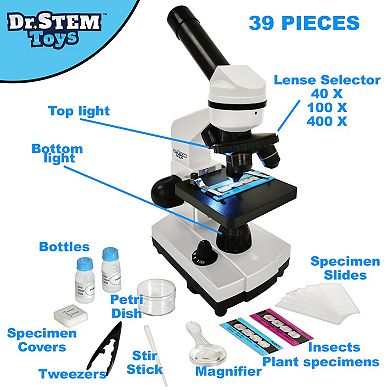 Dr. STEM Lab Microscope - 39-Piece Science Kit with Specimen Slides & Examination Accessories