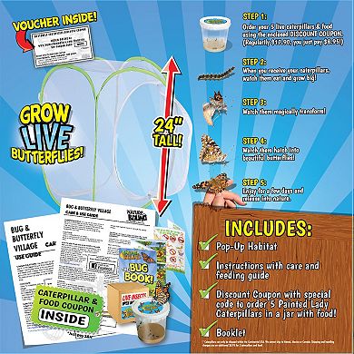 Nature Bound Butterfly Habitat & Terrarium - Live Insect Growing Kit, 24-Inch Net