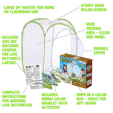 Nature Bound Butterfly Habitat & Terrarium - Live Insect Growing Kit, 24-Inch Net