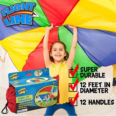Flight Line Giant 12-Foot Parachute With 12 Handles & Storage Bag