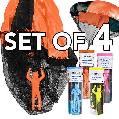 Thin Air Brands Paratrooper Flying Figures 4-Pack with 20 in. Tangle-Free Nylon Parachutes
