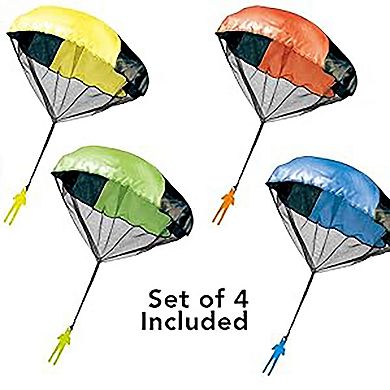 Thin Air Brands Paratrooper Flying Figures 4-Pack with 20 in. Tangle-Free Nylon Parachutes
