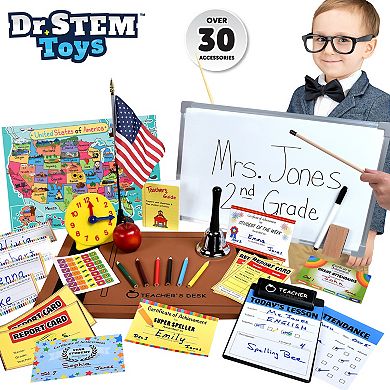 Dr. STEM Play Teacher Set - School & Classroom Roleplay with White Board & Accessories