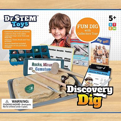 Dr. STEM Discovery Dig 21-Piece Rock & Mineral Excavation Set