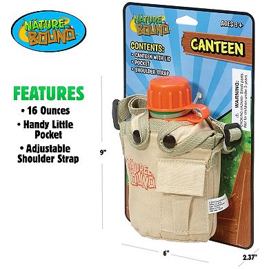 Nature Bound Canteen - 16 oz. Scout-Styled Water Hydration Container & Snap-On Canvas Cover Carrier