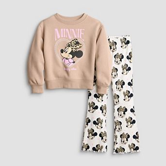 Girls 4-12 Jumping Beans® Disney's Minnie Mouse 2 pc Pullover Crew & Rib Flare Legging Set