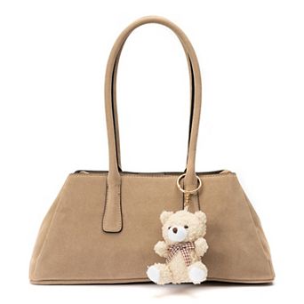 BCBGeneration Suede East West Triple Entry Satchel With Charm