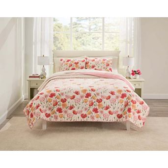 BrylaneHome Poppies Reversible Quilt Set