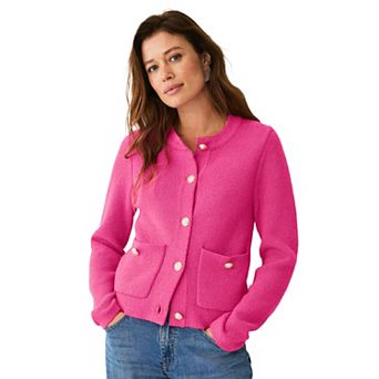 ellos Plus Size Boxy Gold Button Front Cardigan