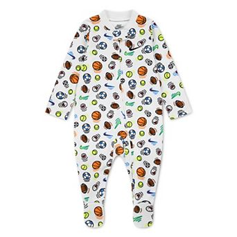 Newborn Baby Boys Nike Sportball Footed Printed Coverall