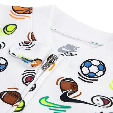 Newborn Baby Boys Nike Sportball Footed Printed Coverall