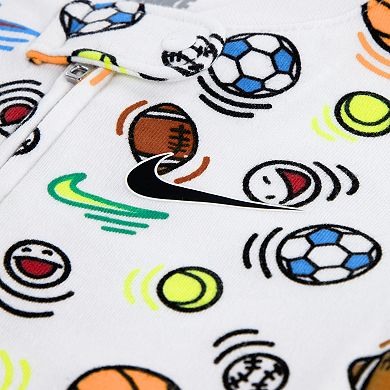 Newborn Baby Boys Nike Sportball Footed Printed Coverall