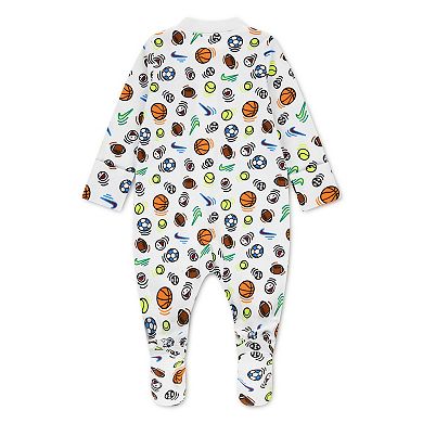 Newborn Baby Boys Nike Sportball Footed Printed Coverall