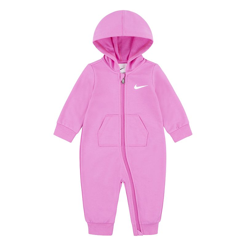 Newborn Baby Nike Essentials French Terry Hooded Long Sleeve Zip Up Coverall, Kids Unisex, 