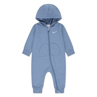 Newborn Baby Nike Essentials French Terry Hooded Long Sleeve Zip Up Coverall