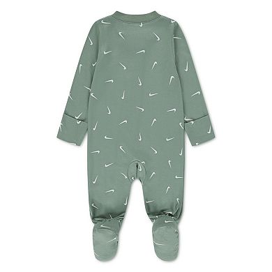 Newborn Baby Nike Printed Swoosh Footed Coverall