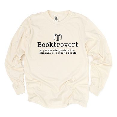 Booktrovert Definition - Women's Garment Dyed Long Sleeve Graphic T-Shirt