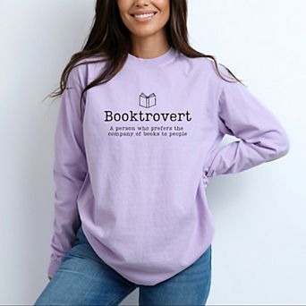 Booktrovert Definition - Women's Garment Dyed Long Sleeve Graphic T-Shirt