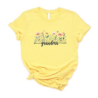 Grandma Watercolor Flowers - Women's Short Sleeve Graphic T-Shirt