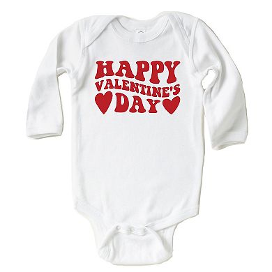 Happy Valentines Day Hearts - Baby Long Sleeve Bodysuit