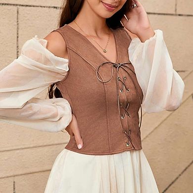 Women's Pirate Renaissance Vest Cosplay Costume Steampunk Bodice Corset Steampunk Waistcoat