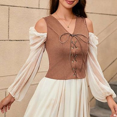 Women's Pirate Renaissance Vest Cosplay Costume Steampunk Bodice Corset Steampunk Waistcoat