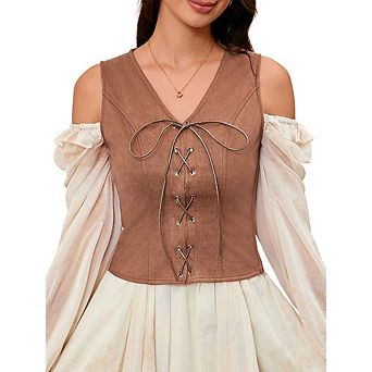 Women's Pirate Renaissance Vest Cosplay Costume Steampunk Bodice Corset Steampunk Waistcoat