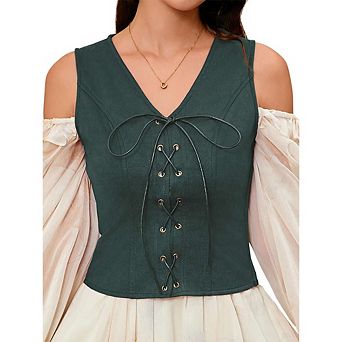 Women's Pirate Renaissance Vest Cosplay Costume Steampunk Bodice Corset Steampunk Waistcoat