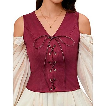 Women's Pirate Renaissance Vest Cosplay Costume Steampunk Bodice Corset Steampunk Waistcoat