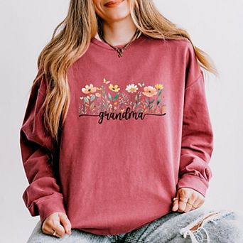 Grandma Watercolor Flowers - Women's Lightweight Garment Dyed Sweatshirt