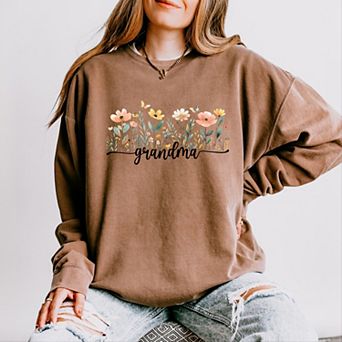 Grandma Watercolor Flowers - Women's Lightweight Garment Dyed Sweatshirt