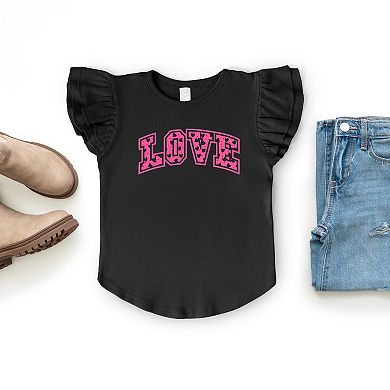 Love Varsity Hearts - Flutter Sleeve Graphic T-Shirt