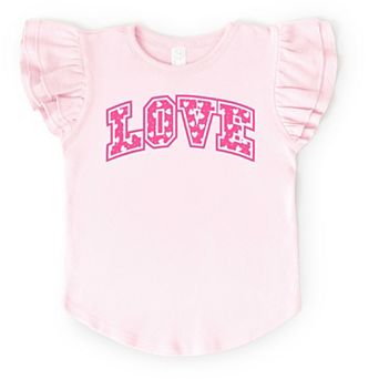Love Varsity Hearts - Flutter Sleeve Graphic T-Shirt