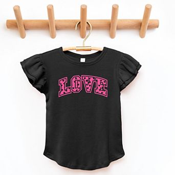 Love Varsity Hearts - Flutter Sleeve Graphic T-Shirt