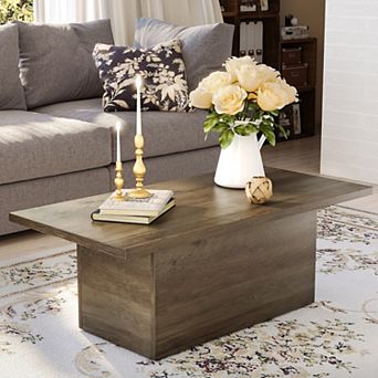 Farmhouse Coffee Table, 47.25" Modern Center Tables Wood Cocktail Table, Home Office & Lounge